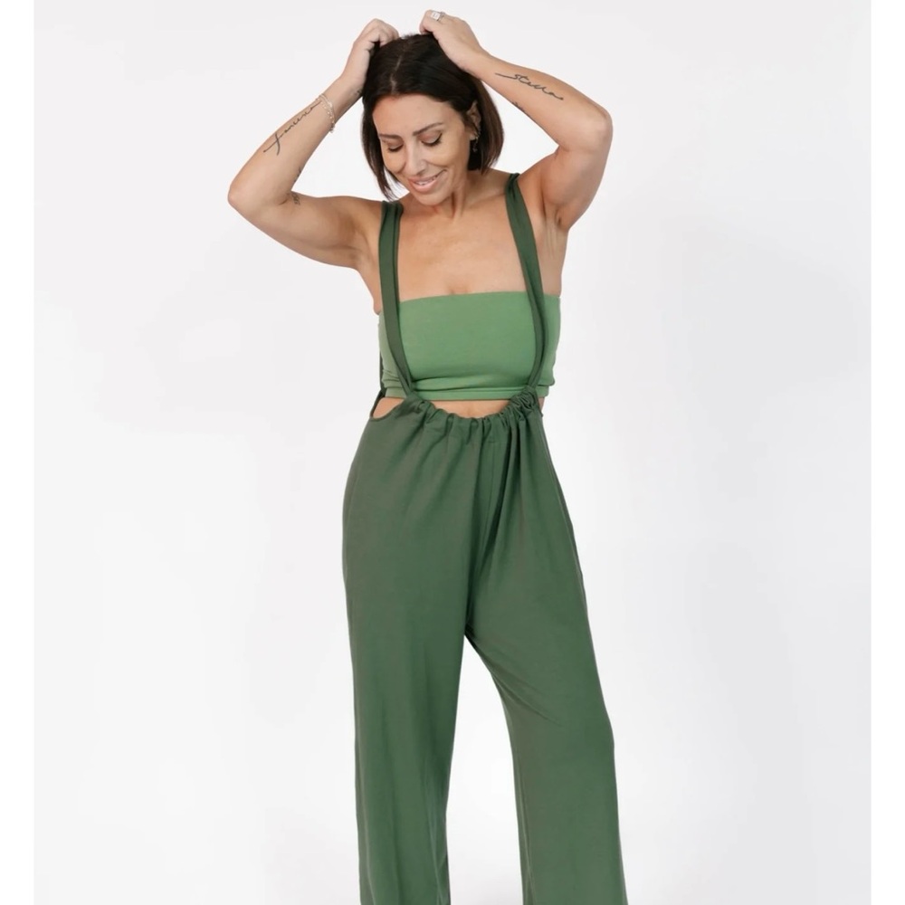 Smash + Tess Jenna Suspenderalls in moss green.